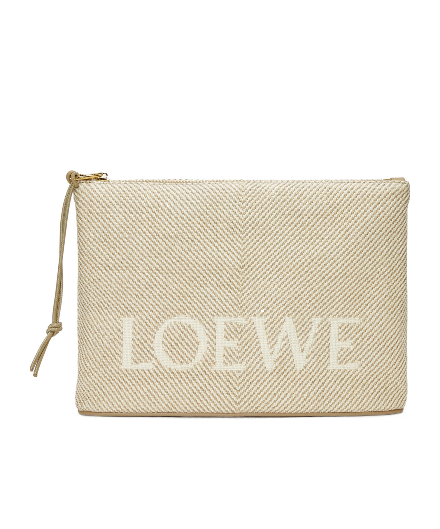 Loewe Jacquard Logo Oblong Pouch In Nude
