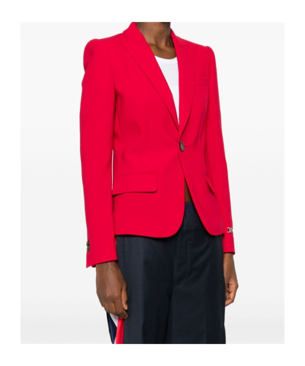 Dsquared2 Logo-plaque Single-breasted Blazer In Red