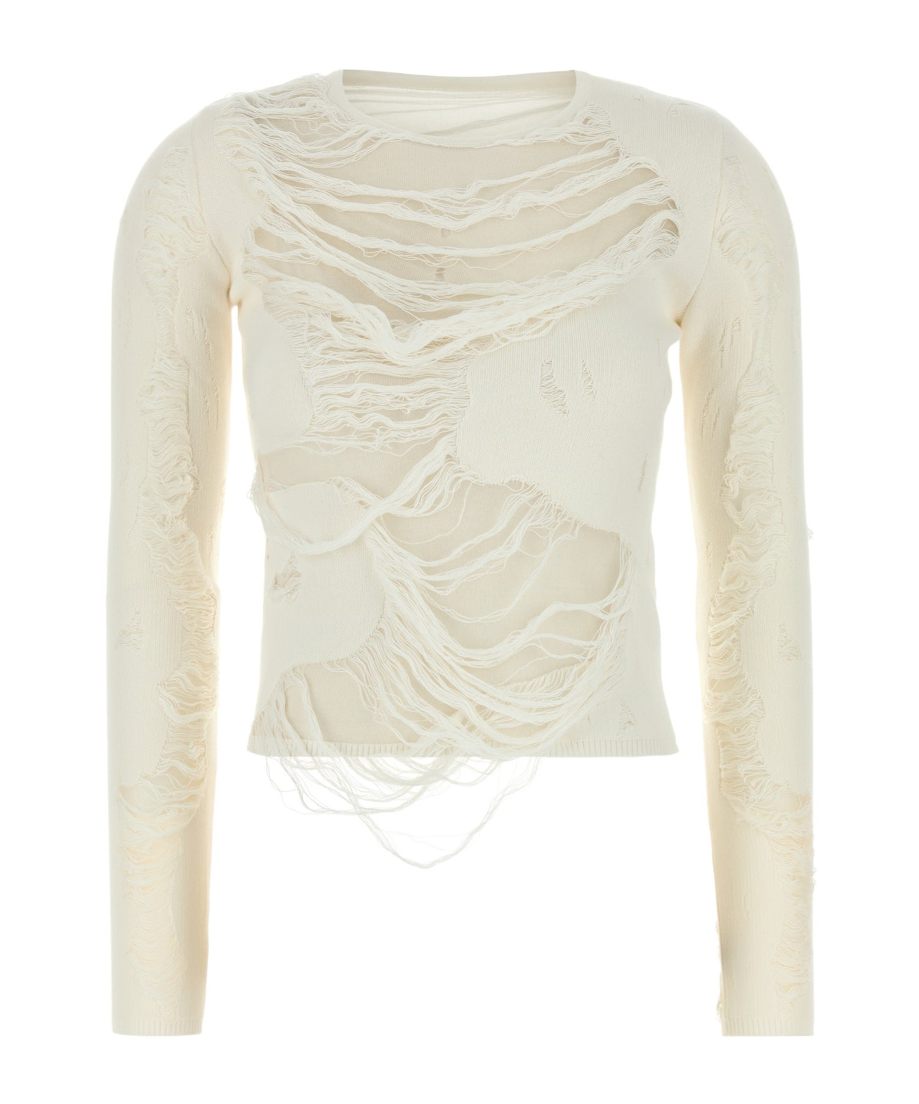 Shop Mm6 Maison Margiela Ripped-effect Jumper In White
