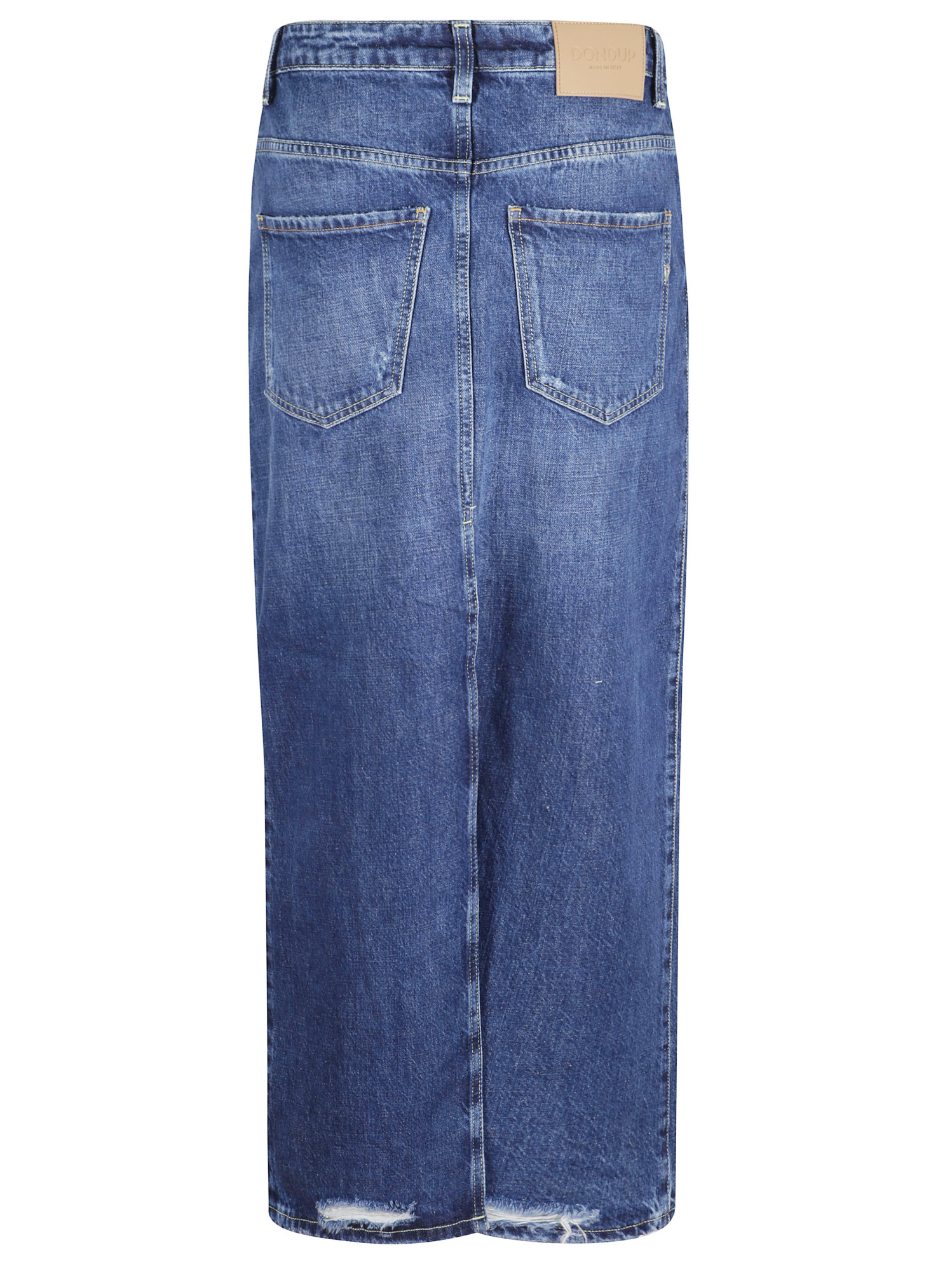 Dondup Distressed Denim Skirt In Blue