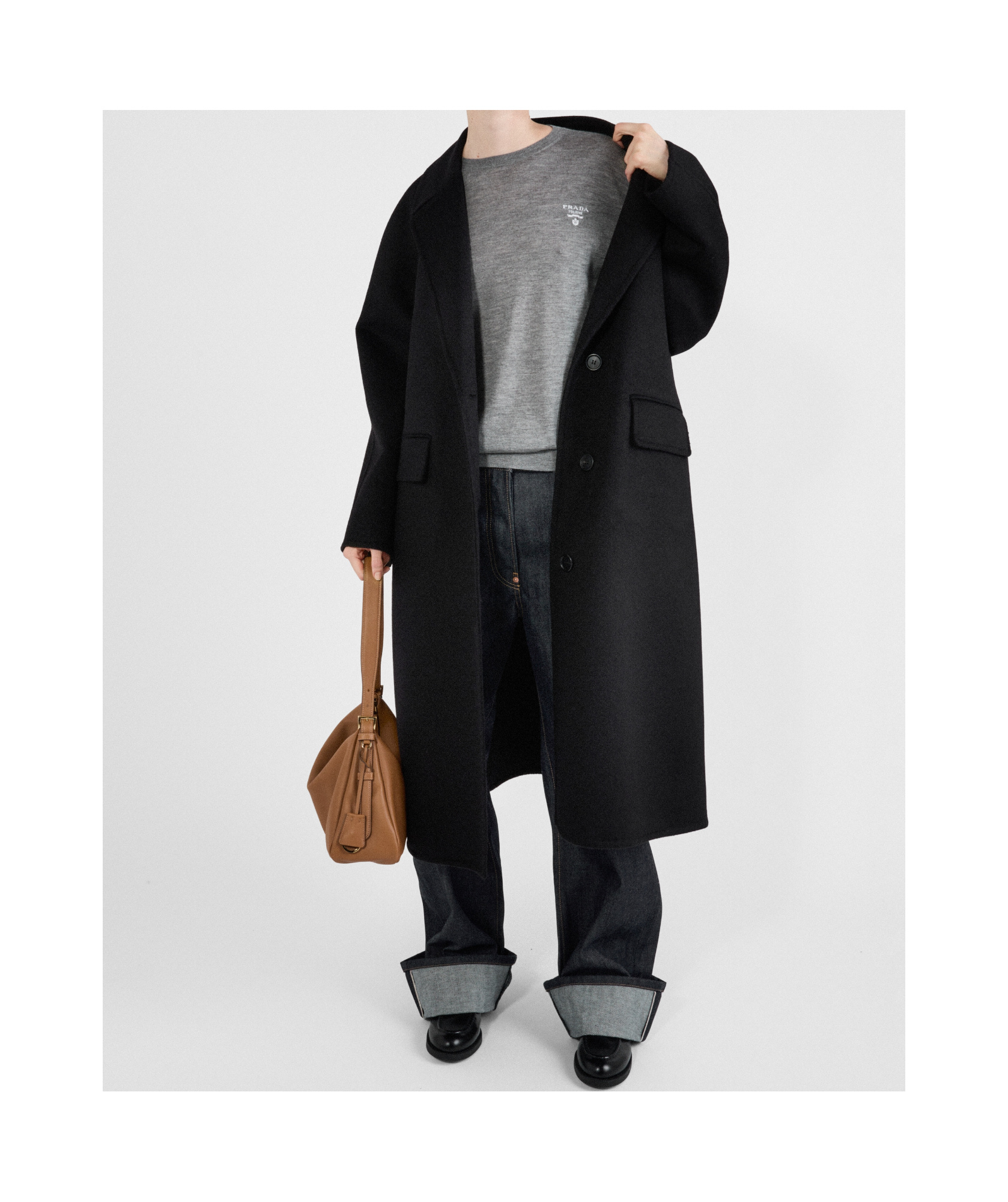 Prada Cashmere Crew-neck Sweater In Limestone Ash