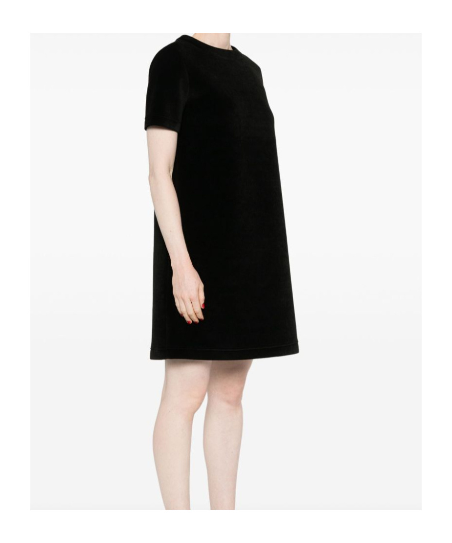 Moncler Short Sleeve Velvet Shift Dress In Black