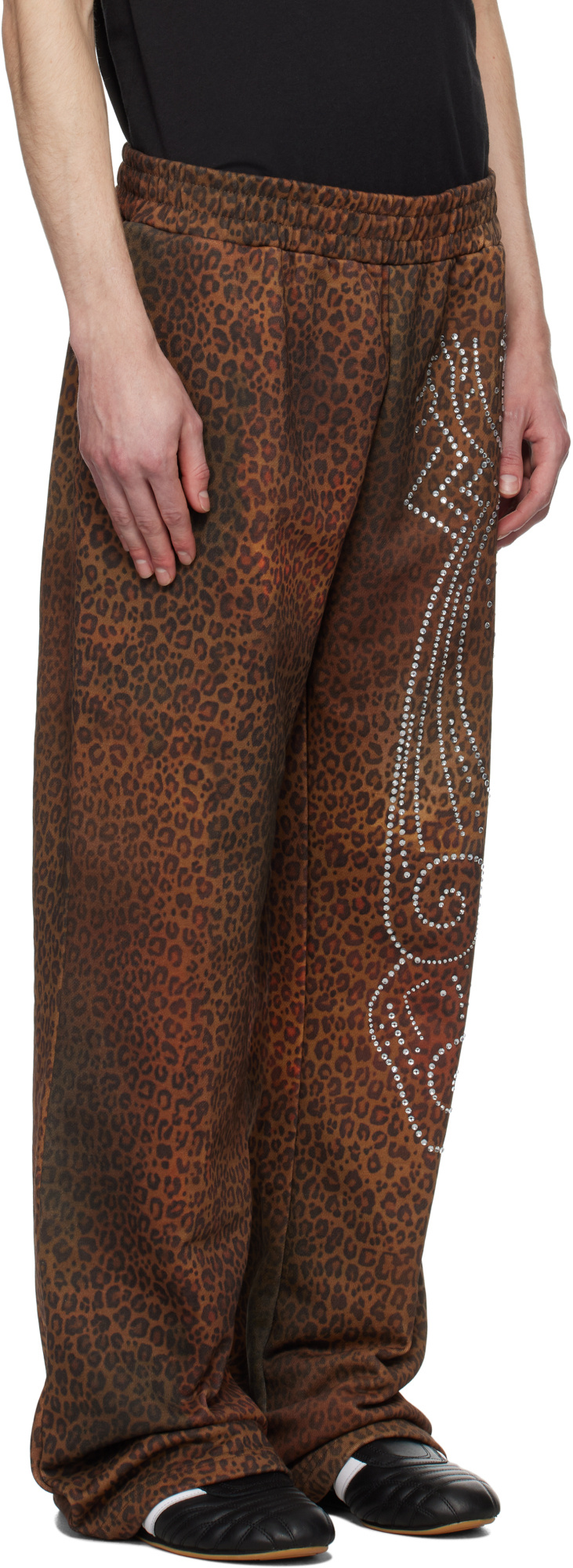 Praying Cheetah Studded Terry Sweatpants In Multi-color