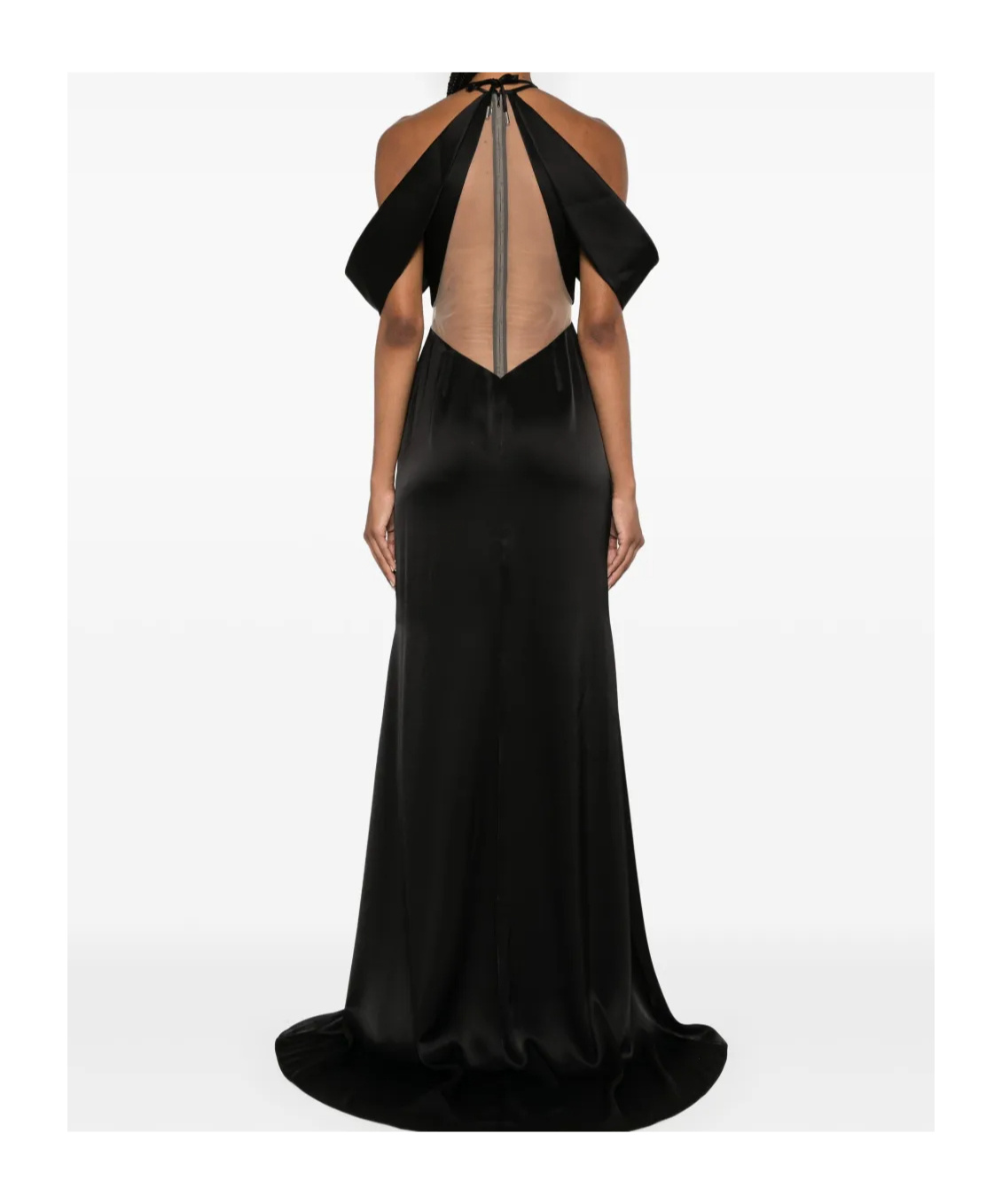 David Koma Tulle-detail Satin Gown