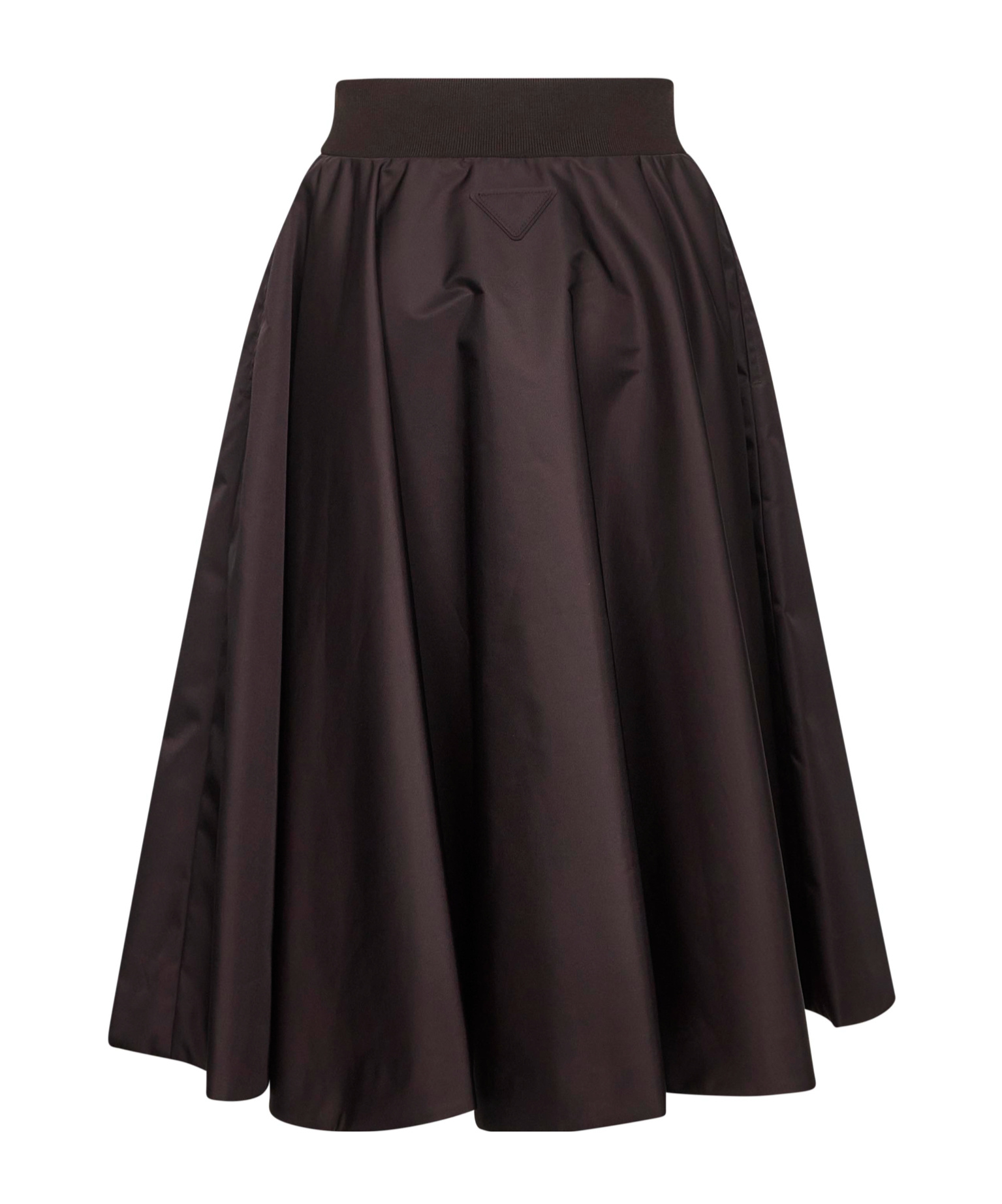 Prada Flared High-waisted Midi Skirt In Brown