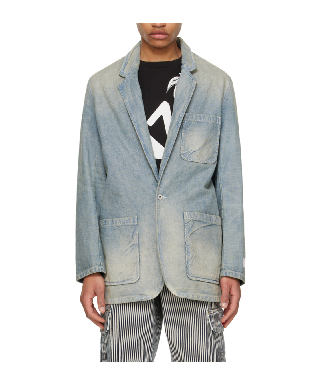 Kenzo Denim Blazer Jacket In Gray