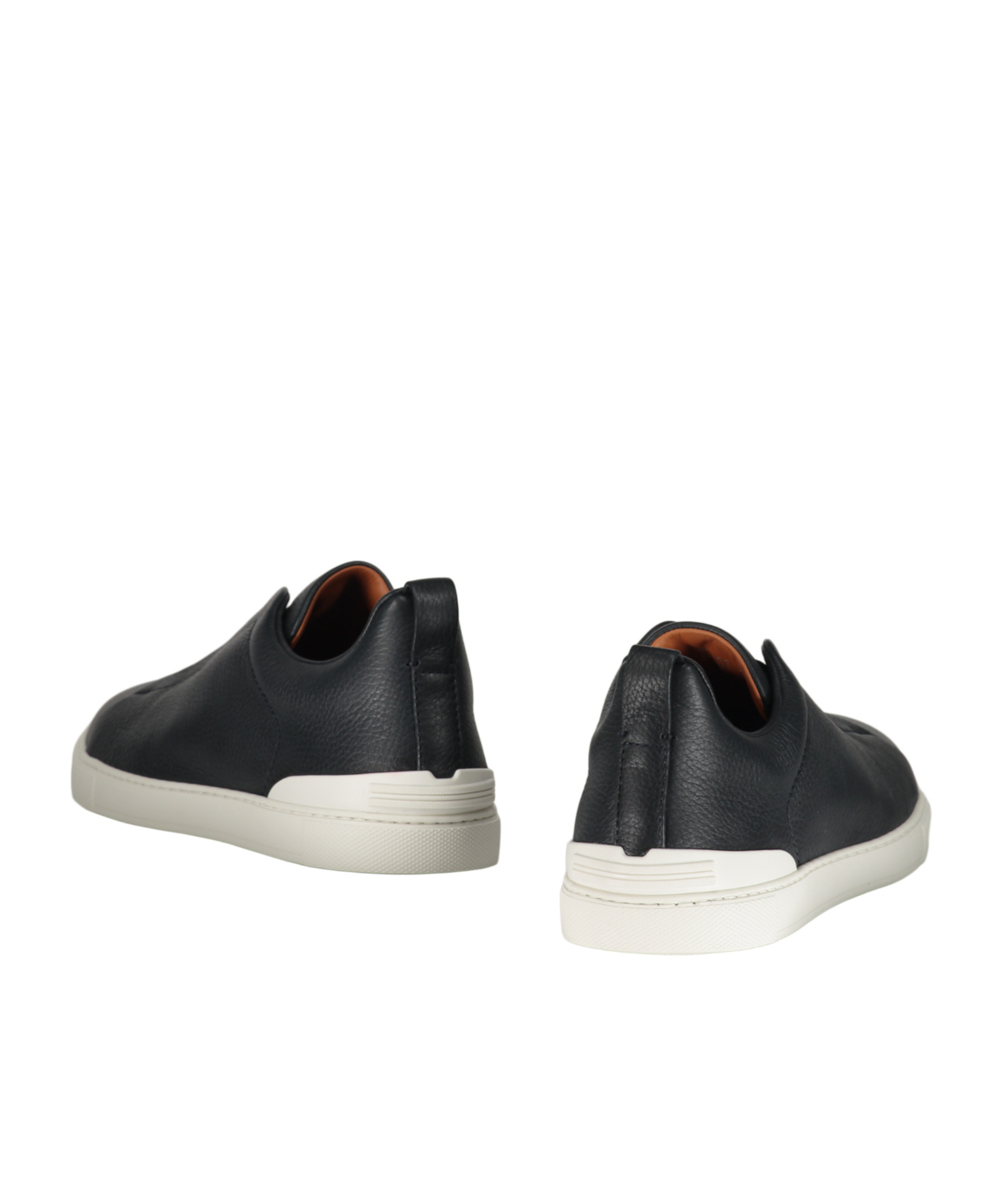 Zegna Triple Stitch Leather Sneakers In Black