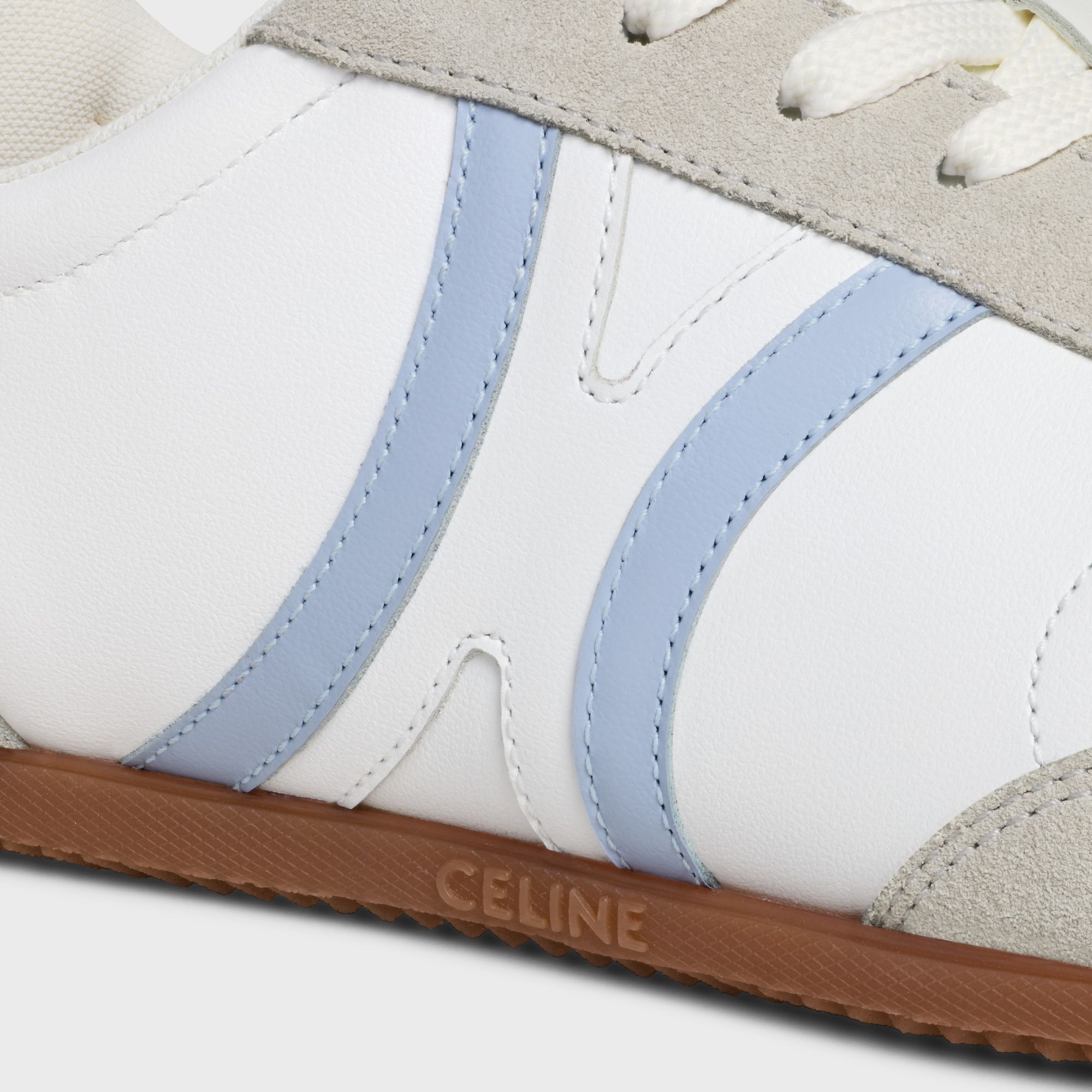 Celine Jogger - Low Lace-up Sneaker In Calfskin And Suede Calfskin In White
