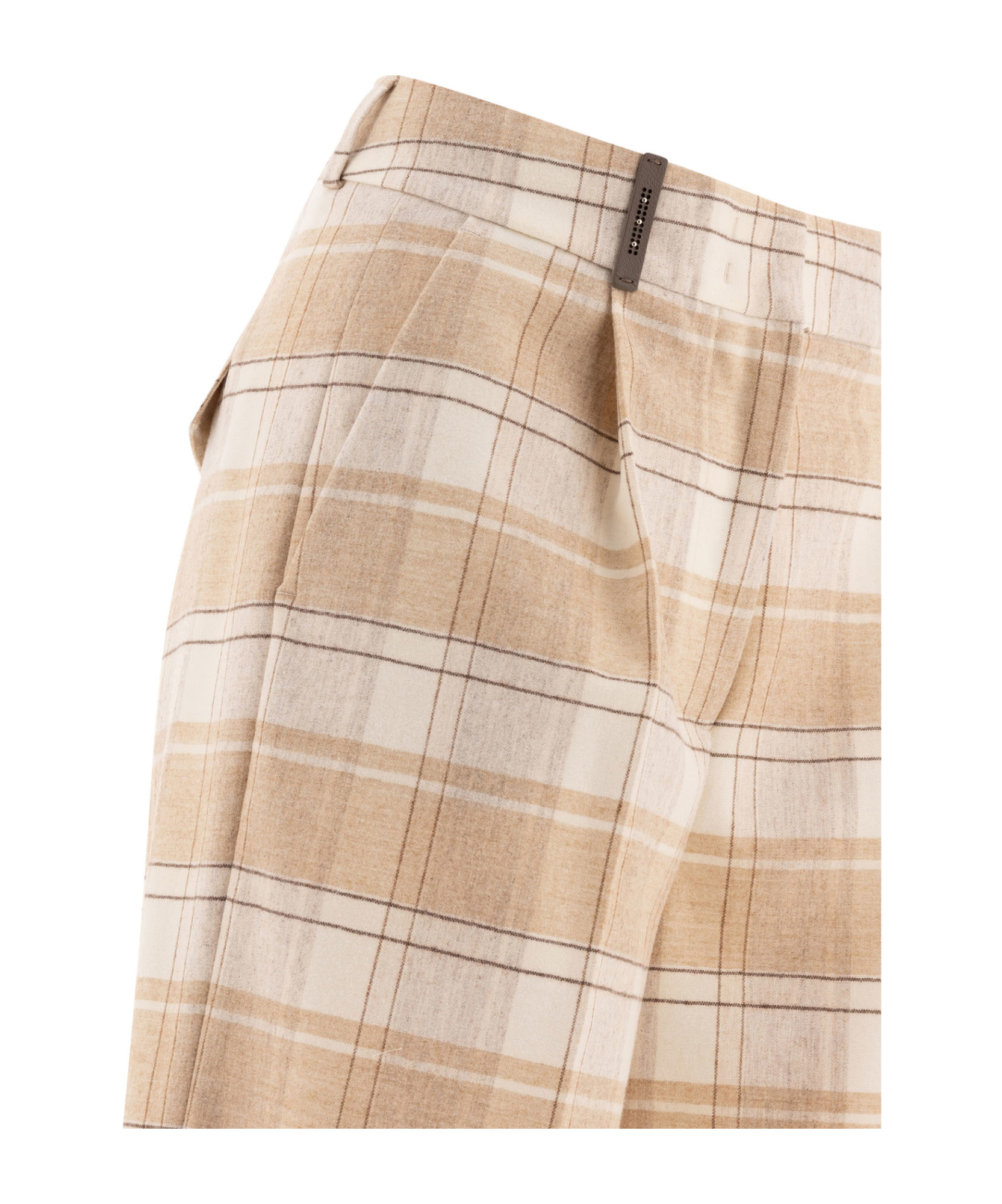 Shop Peserico Checked Wool Trousers In Nude