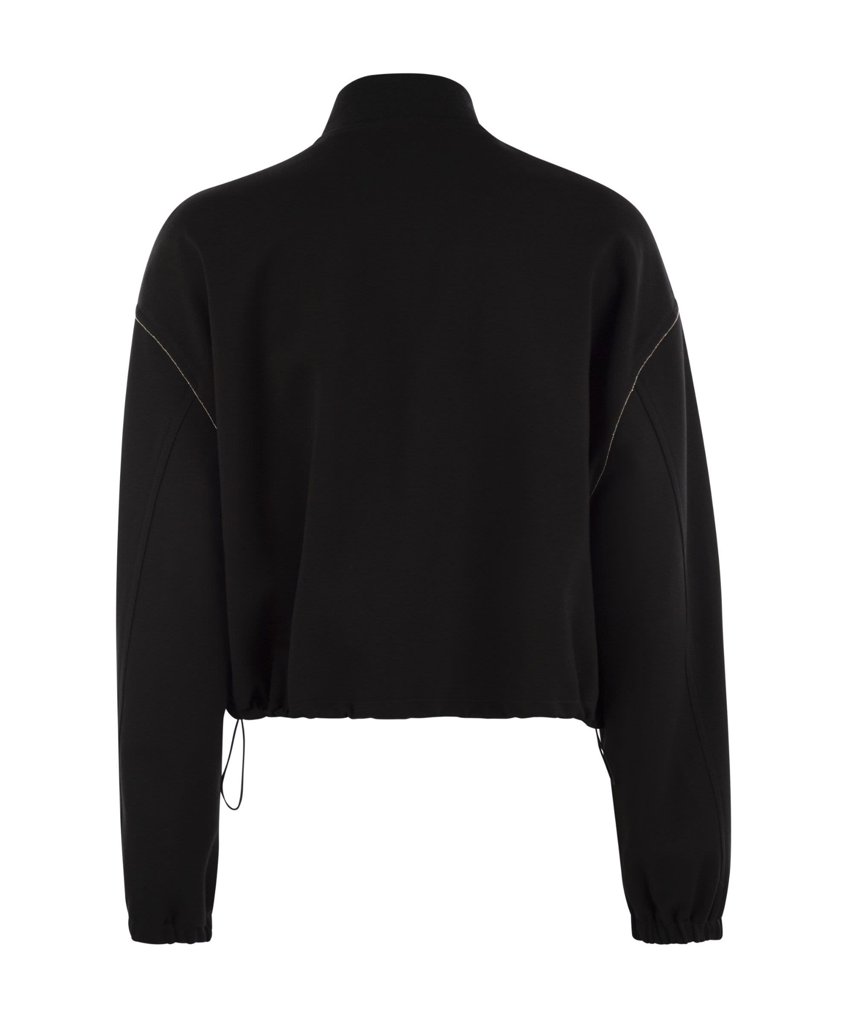 Fabiana Filippi Bomber Jacket With Knitted Collar In Black