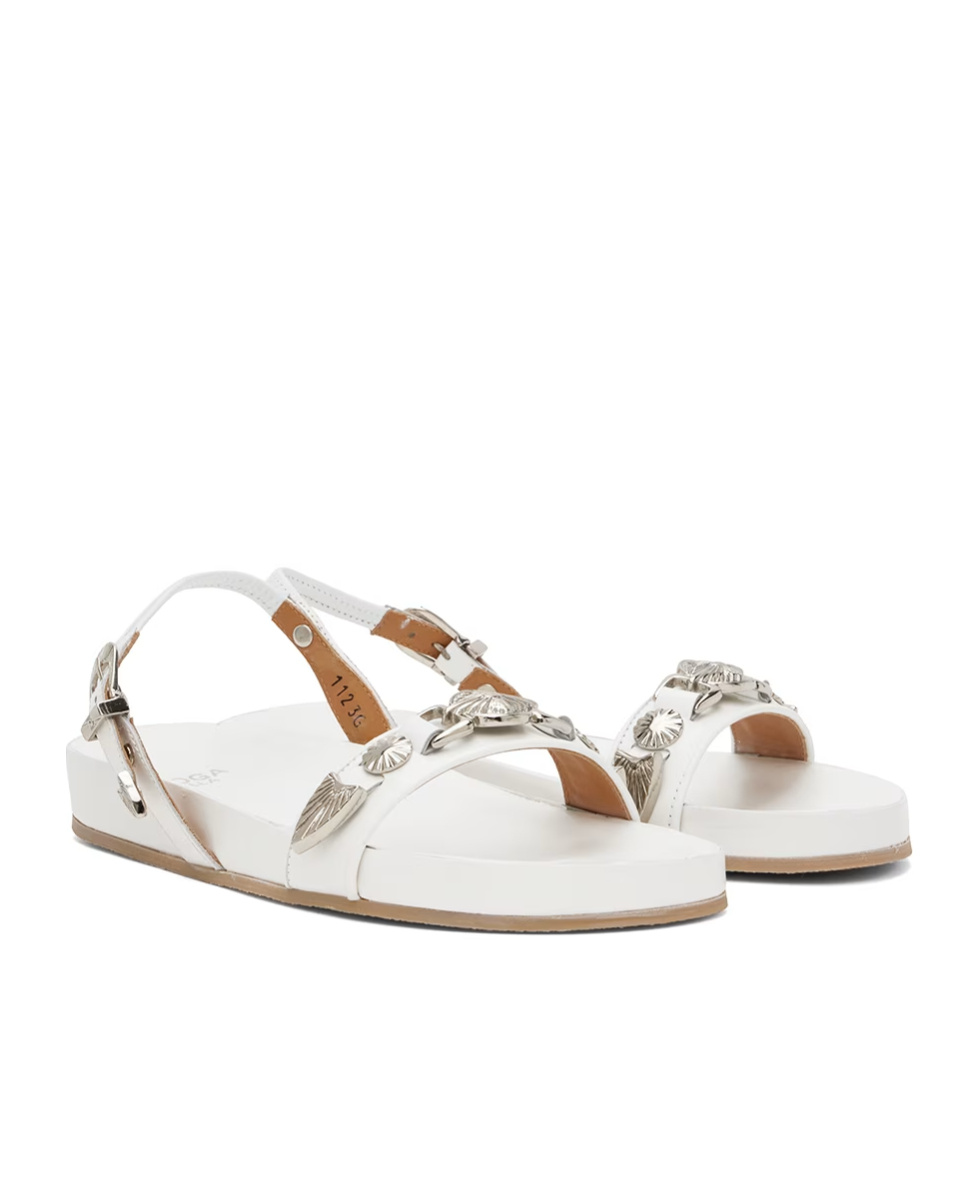 Toga Logo Logo Flat Sandals In White