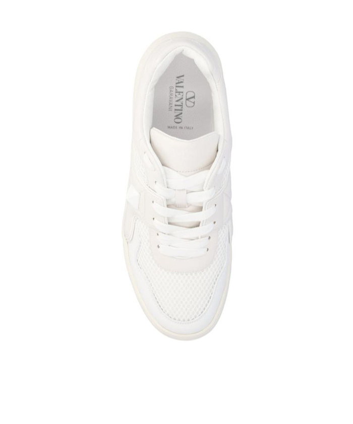 Shop Valentino One Stud Low-top Mesh And Nappa Leather Sneaker In White