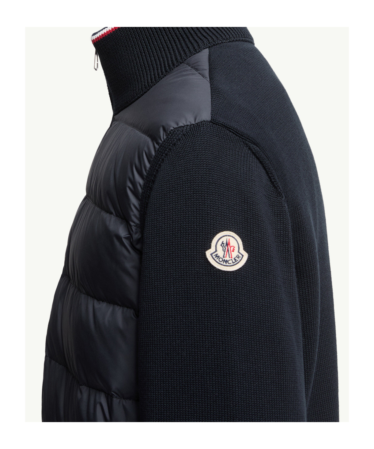 Moncler Padded Cotton Cardigan In Blue