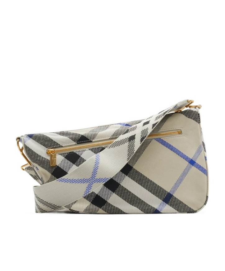 BURBERRY MEDIUM SHIELD CHECKERED SHOULDER BAG