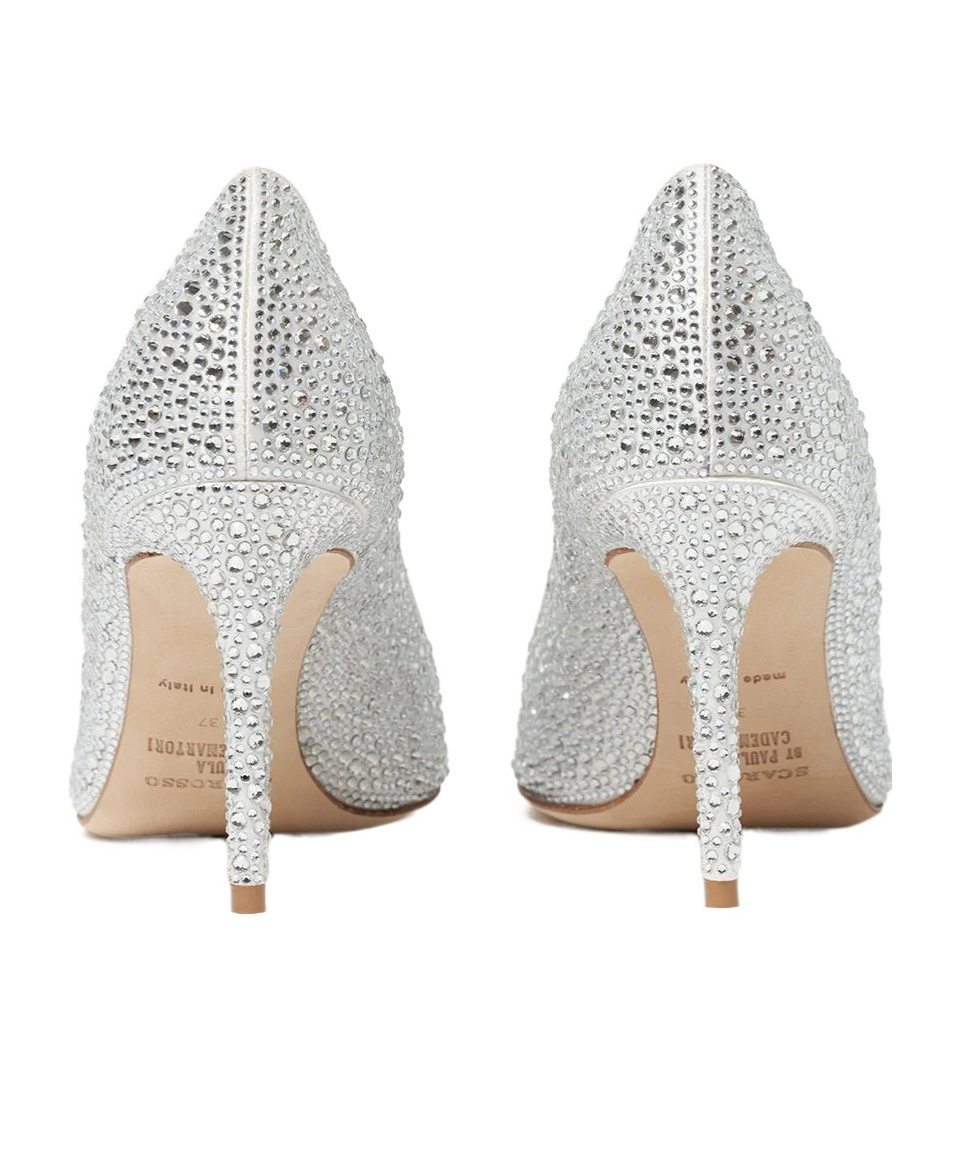 Scarosso Greta Embellished Pointed-toe Pumps In White