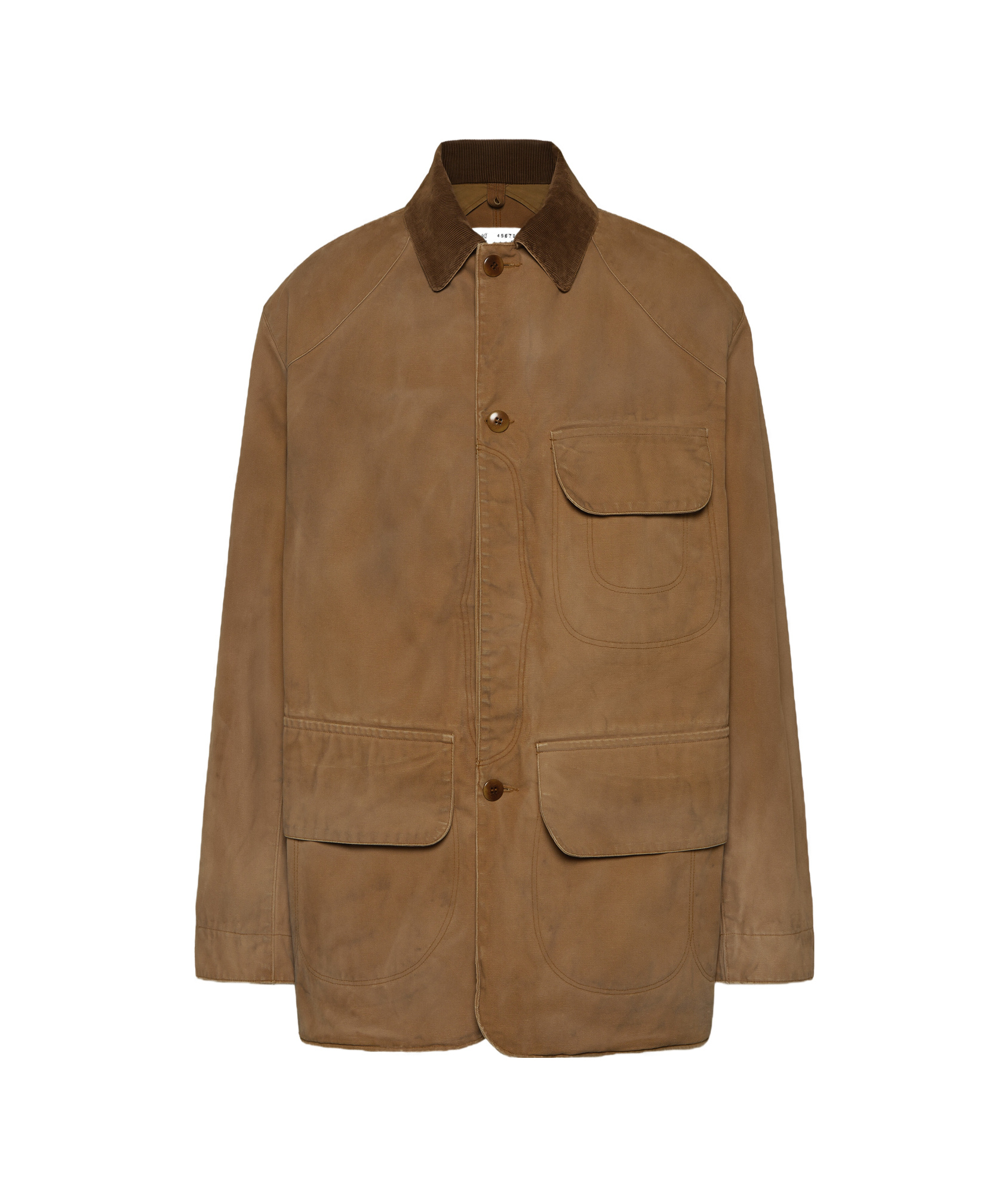 Maison Margiela Corduroy Collar Waxed Coat Man Ochre In Brown