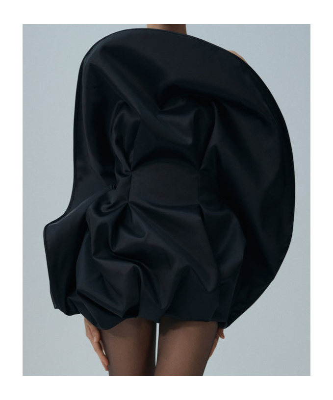 Magda Butrym Ruffled Wool And Silk Organza Minidress In Black