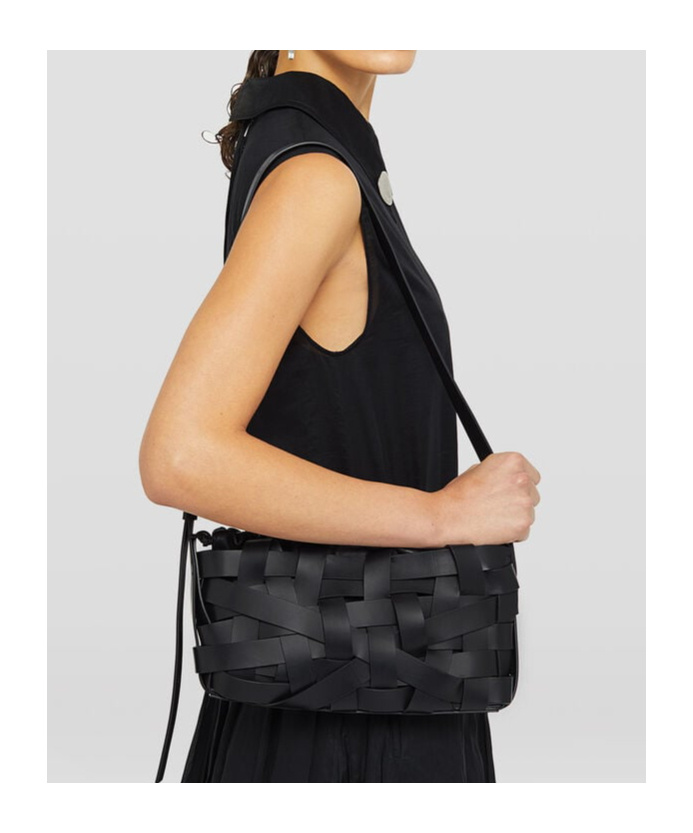 Jil Sander Interwoven-design Leather Clutch Bag In Black