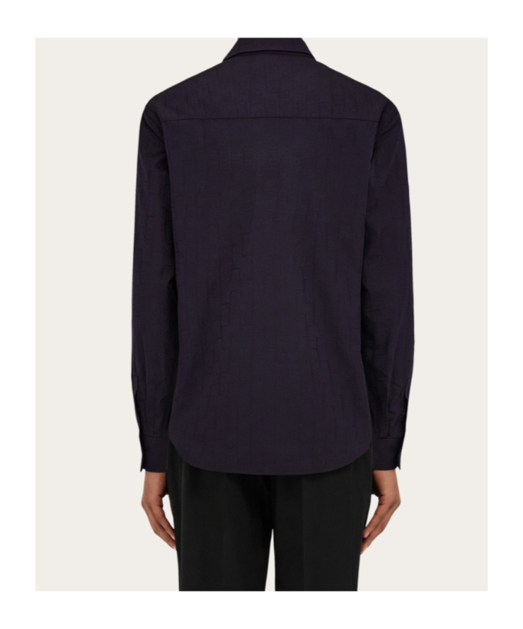 Ferragamo Monogram Sport Shirt In Blue