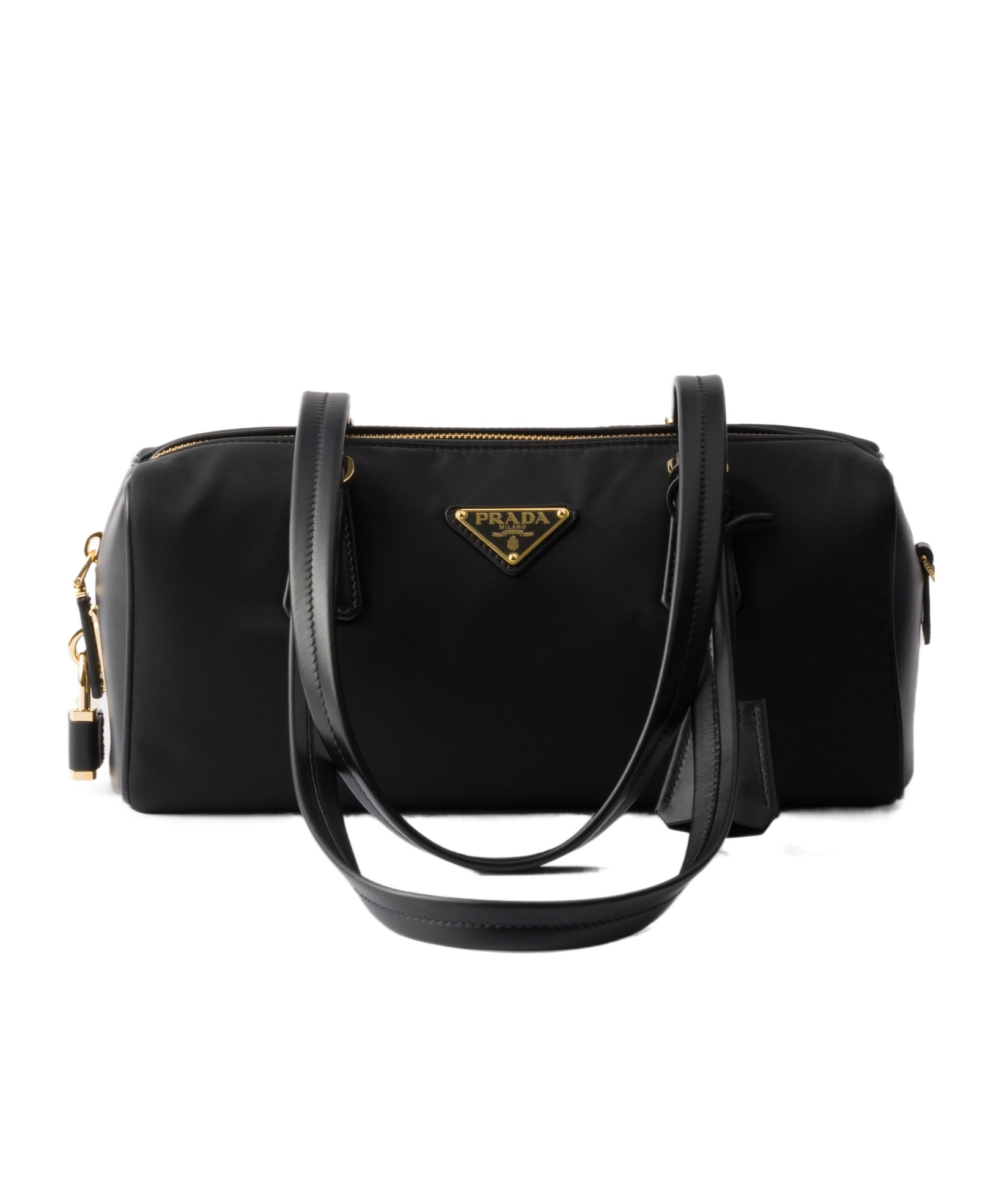 PRADA RE-NYLON AND LEATHER MEDIUM TOP-HANDLE BAG