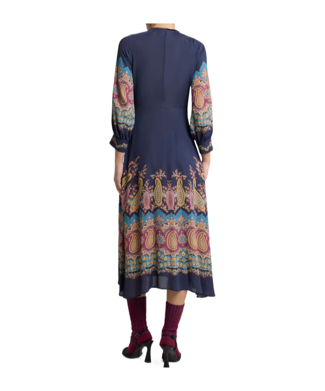 Etro Paisley-print Button-front Midi Dress In Black