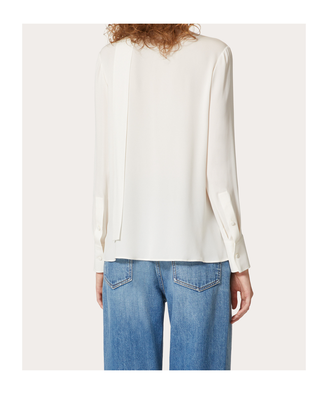 Valentino Pussy-bow Collar Silk Shirt In White