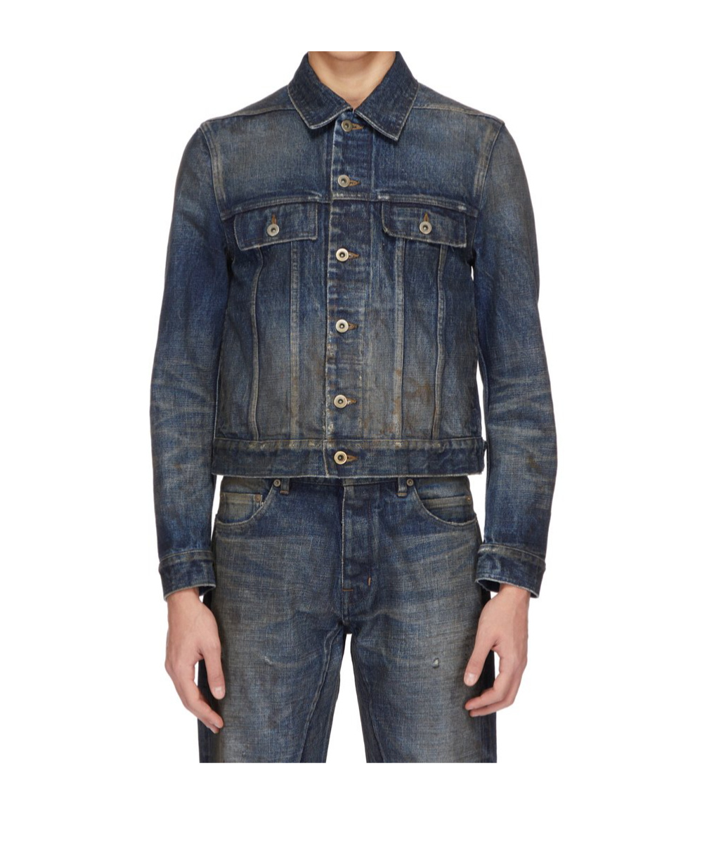 Rick Owens Drkshdw Long-sleeved Denim Jacket In Blue