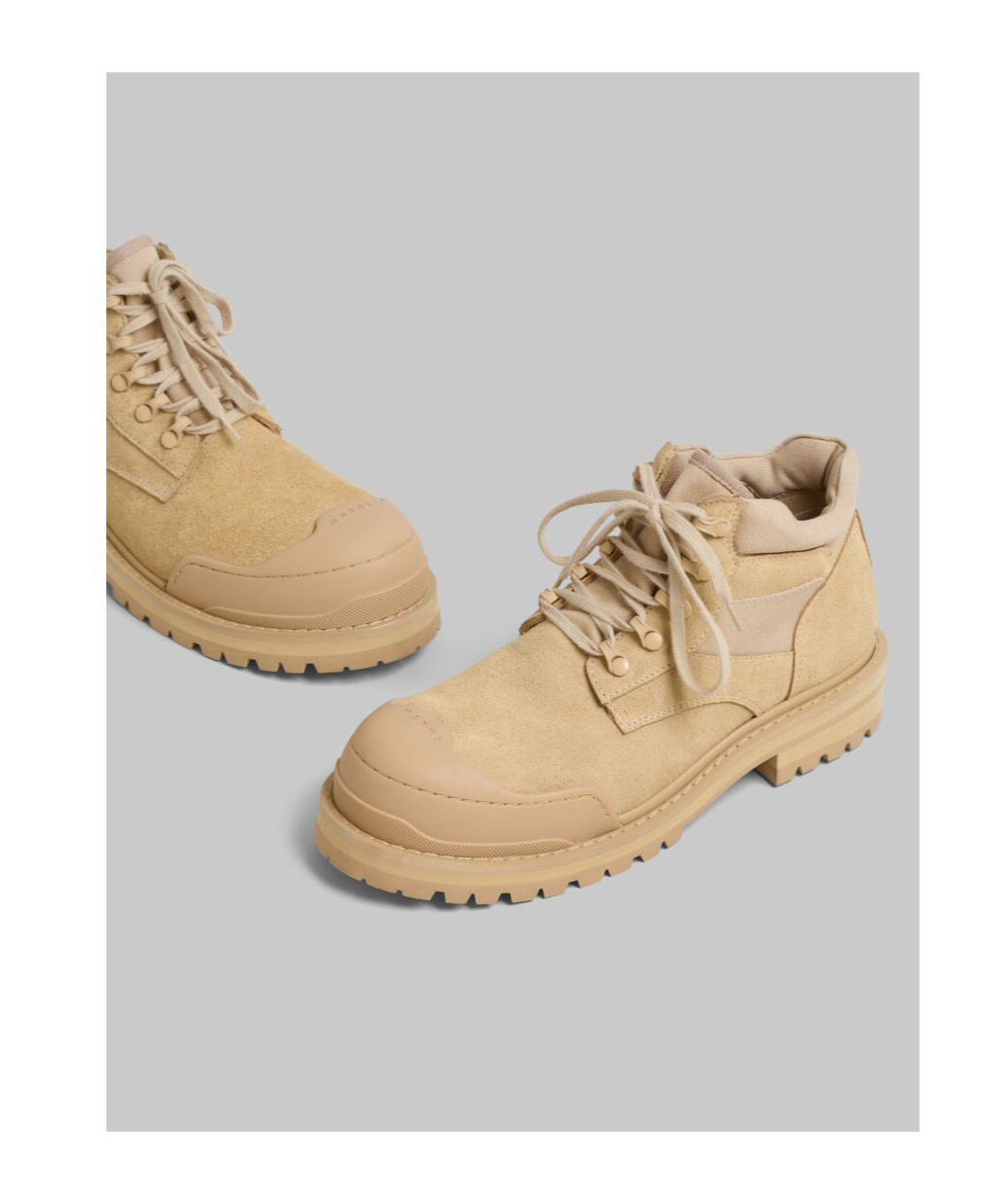 Marni Beige Suede Patchy Combat Boot In Nude