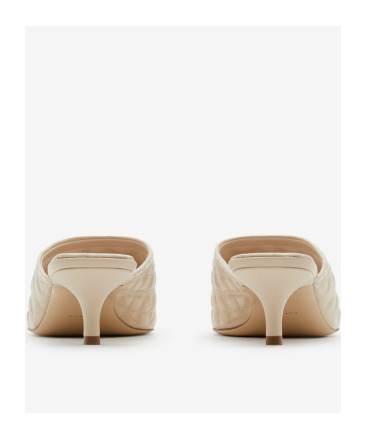 Burberry Baby Quilted Napa Equestrian Mules In Nude