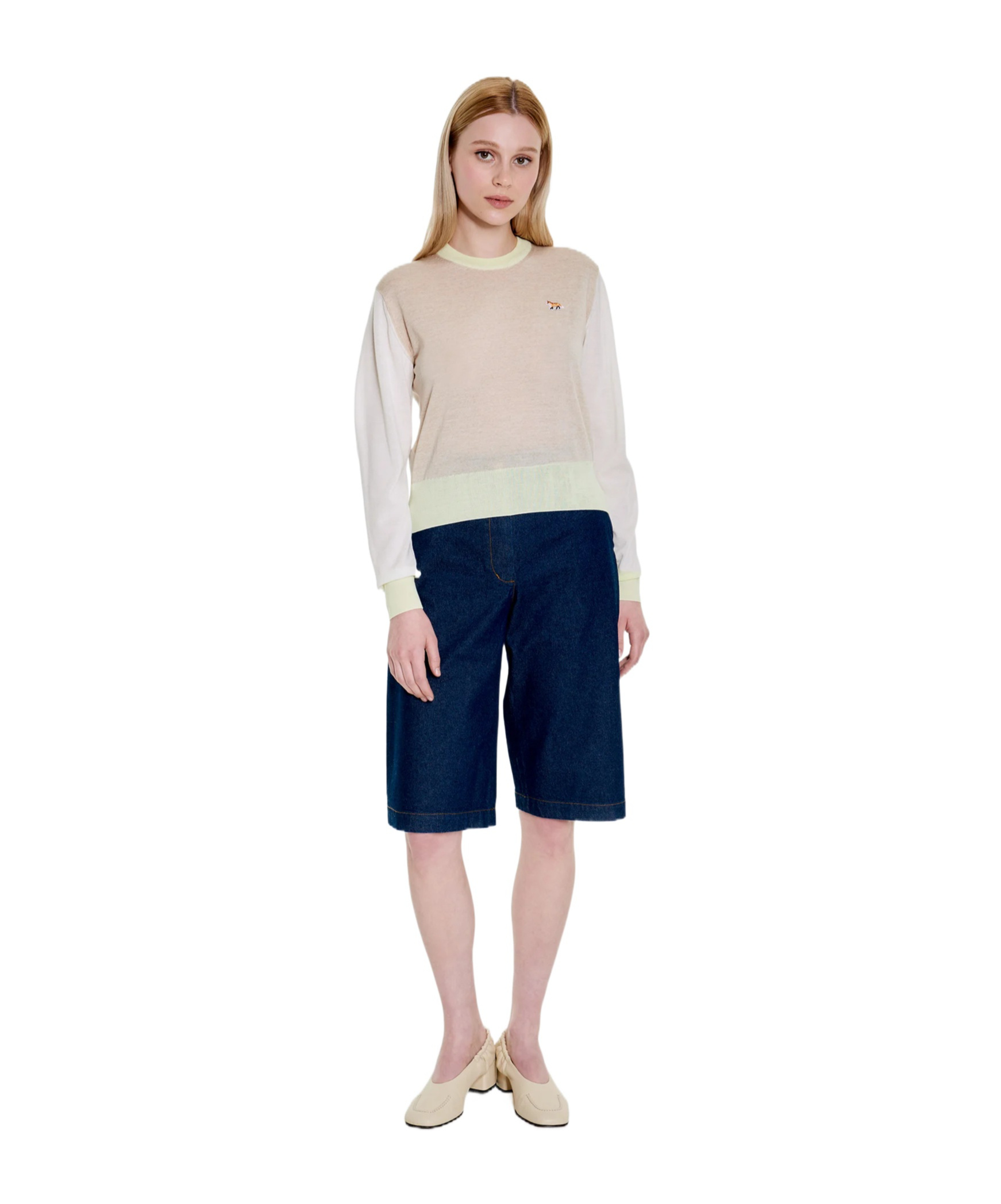 MAISON KITSUNÉ WOOL ROUND-NECK LONG-SLEEVE SWEATER