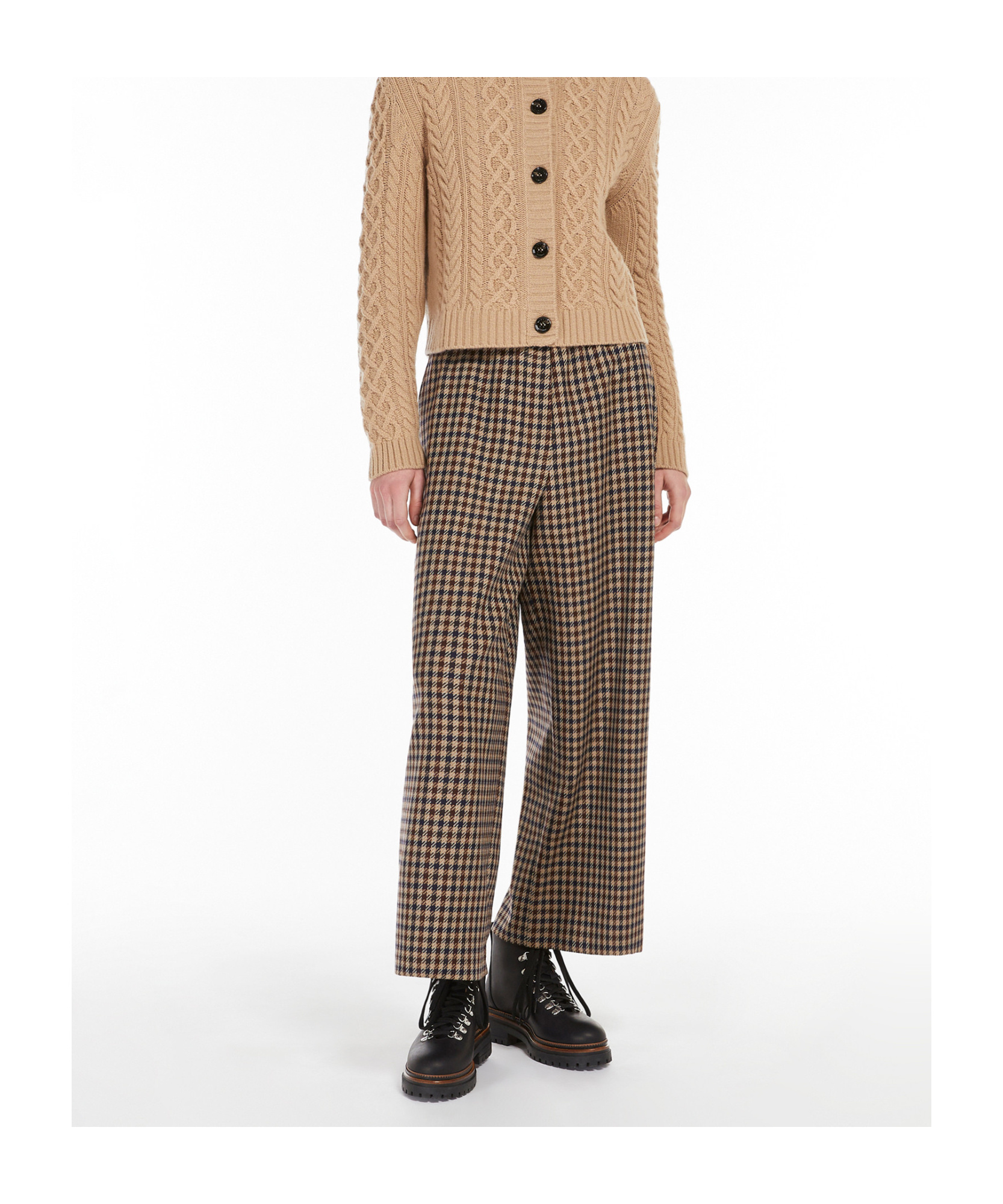 Weekend Max Mara Wool Blend Ebe Wide-leg Pant With Embroidery In Brown