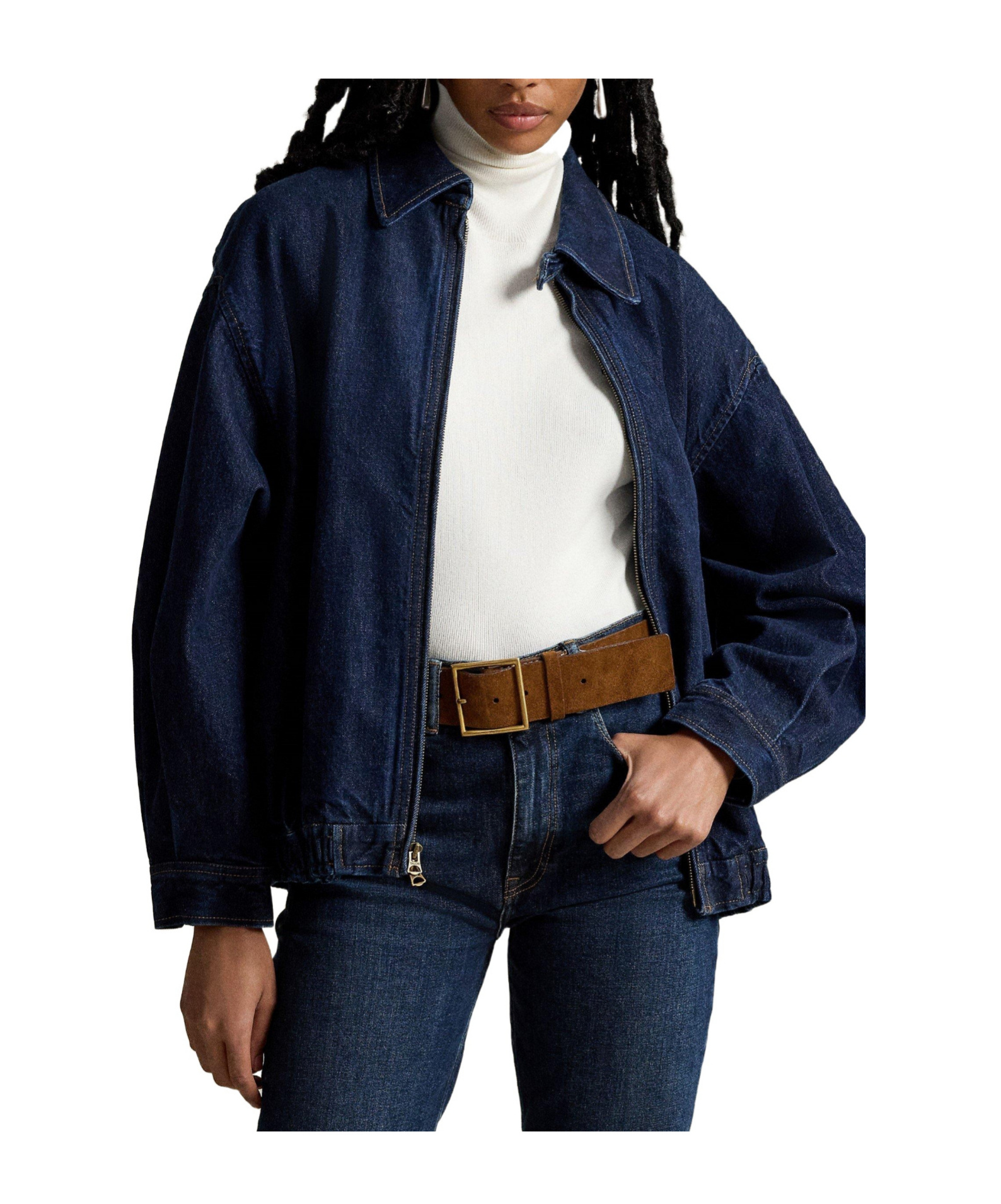 Polo Ralph Lauren Wash Collared Zipup Denim Jacket In Black