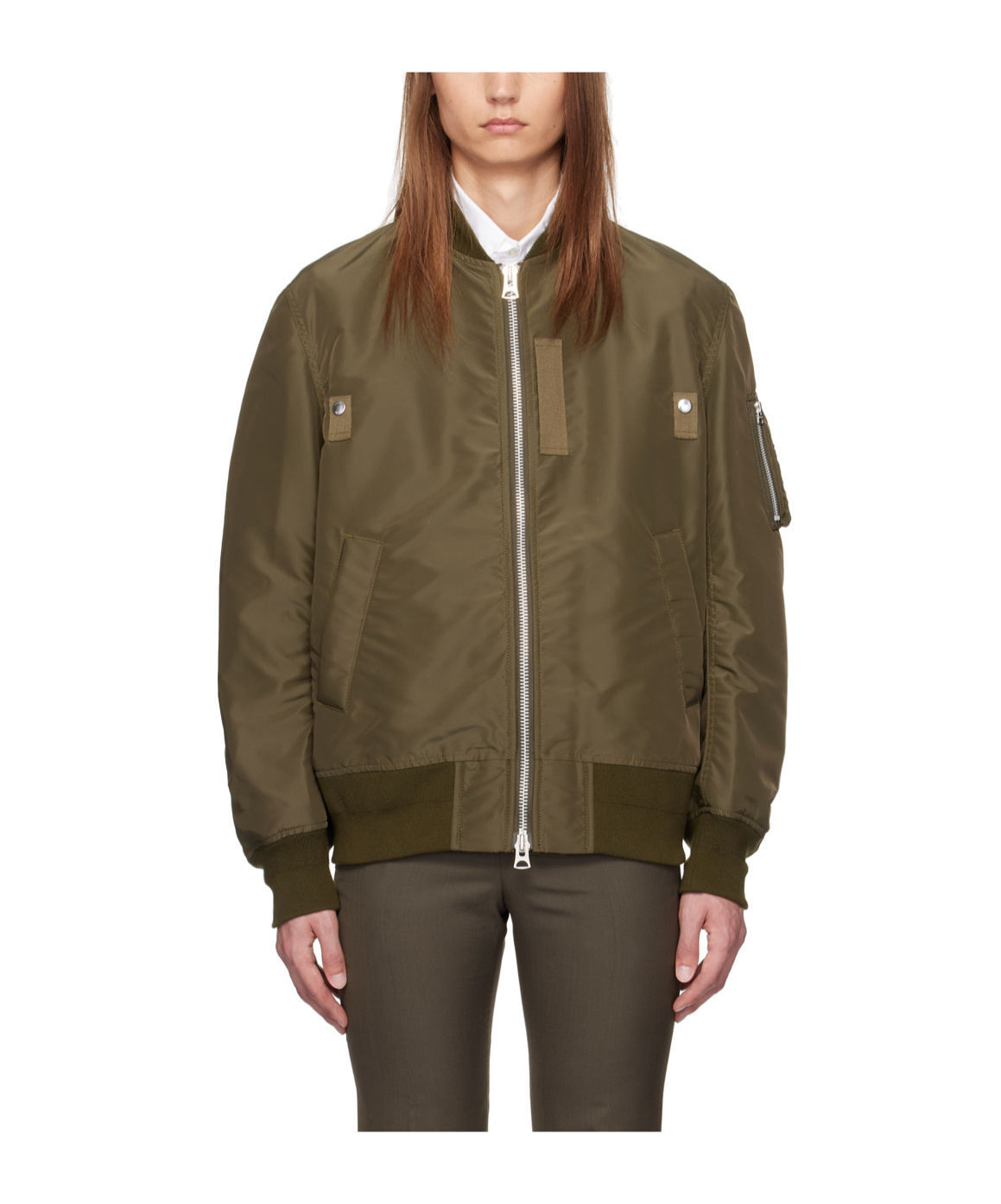 Sacai Two-way Zipper Casual Jacket In Brown