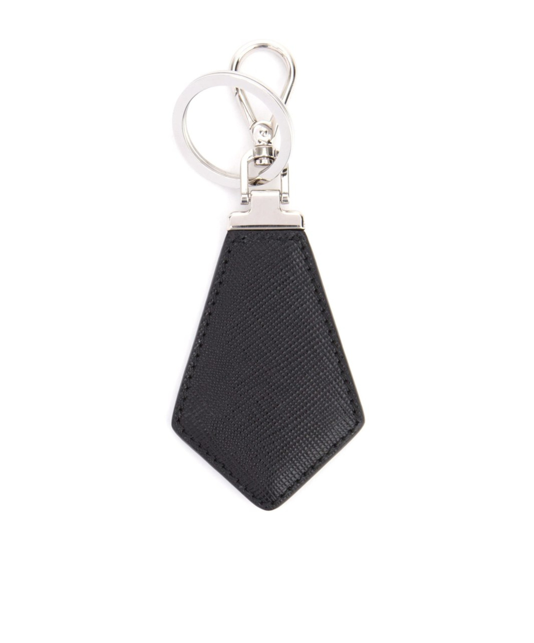 Prada Saffiano Leather Keychain In Black