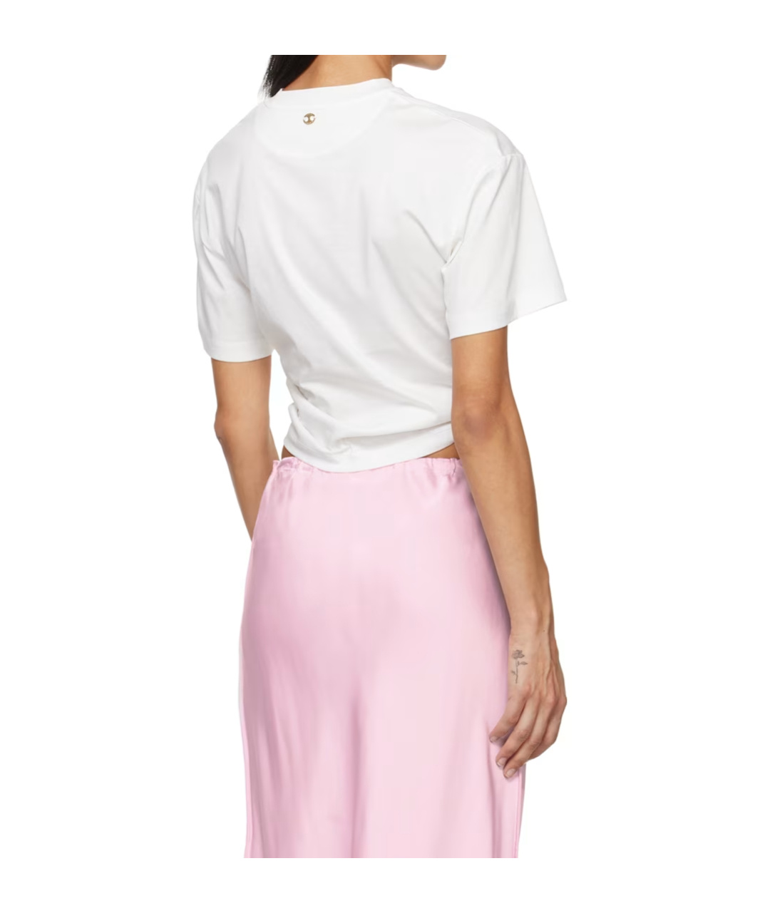 Rabanne Crew-neck Cotton T-shirt With Metal Ring Detailing In Pink
