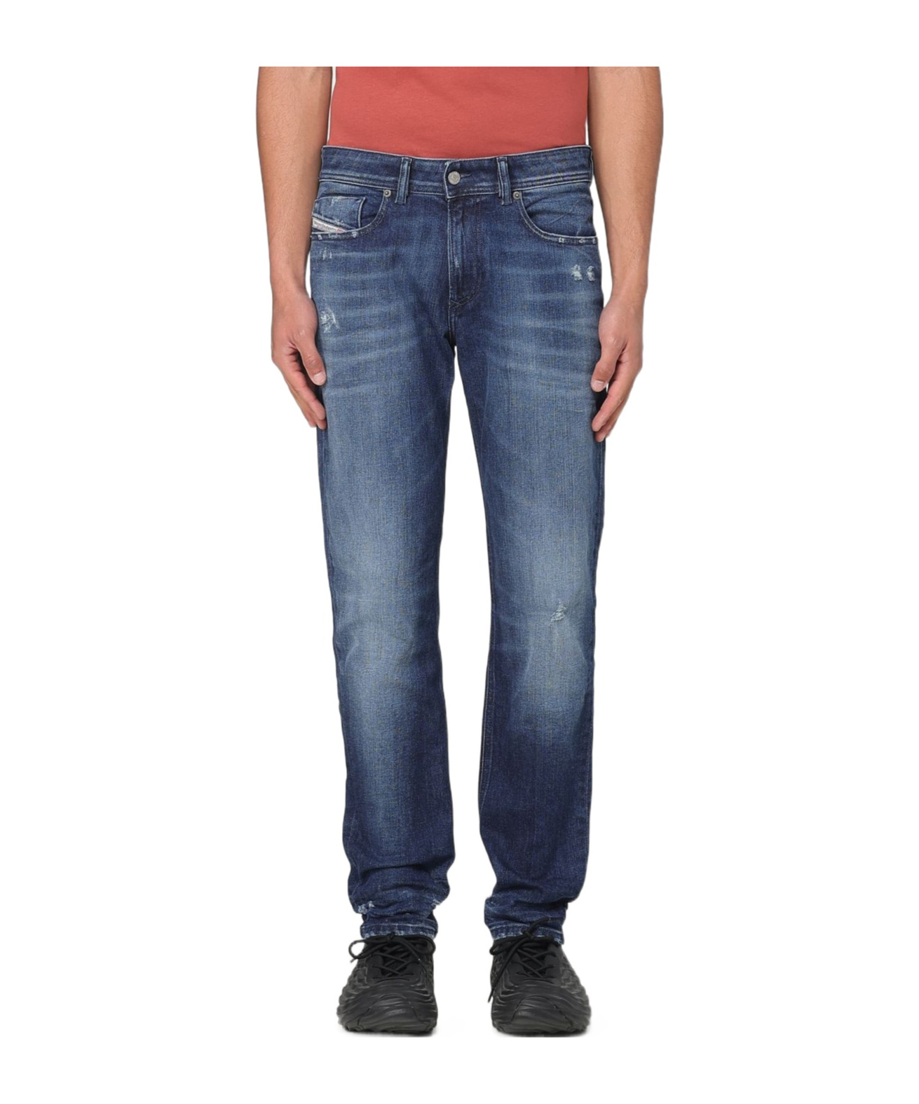 Diesel Denim Trousers With Belt Loops In Red