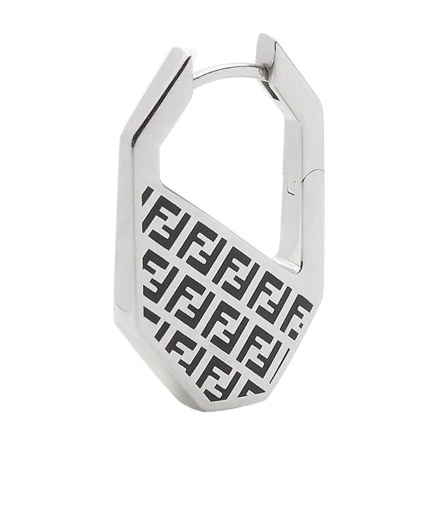 Fendi Hexagon Earrings In White