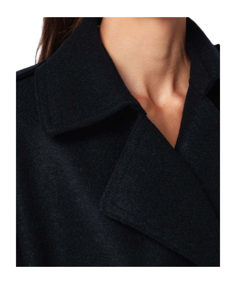 Harris Wharf London Navy Blue Wool Wrap Coat In Blue