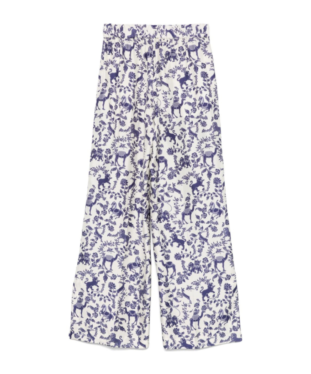 Alberto Biani Blue Printed Trousers In White