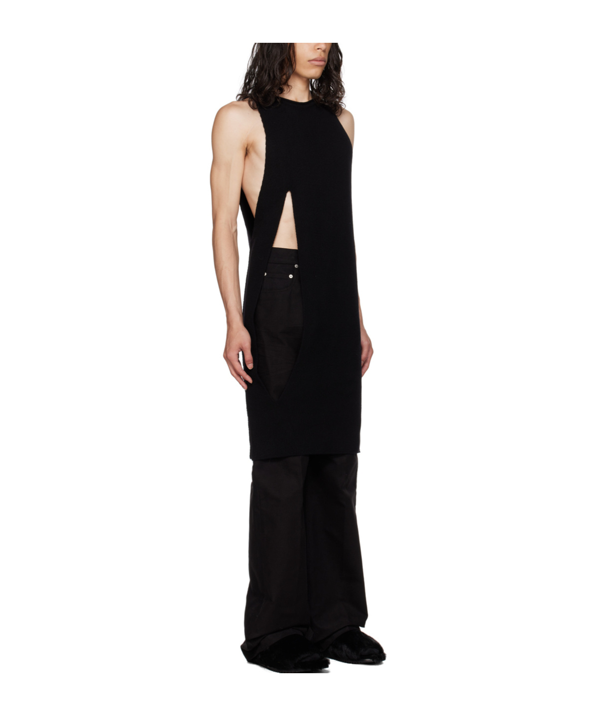 Rick Owens Luxor Long Vest In Black