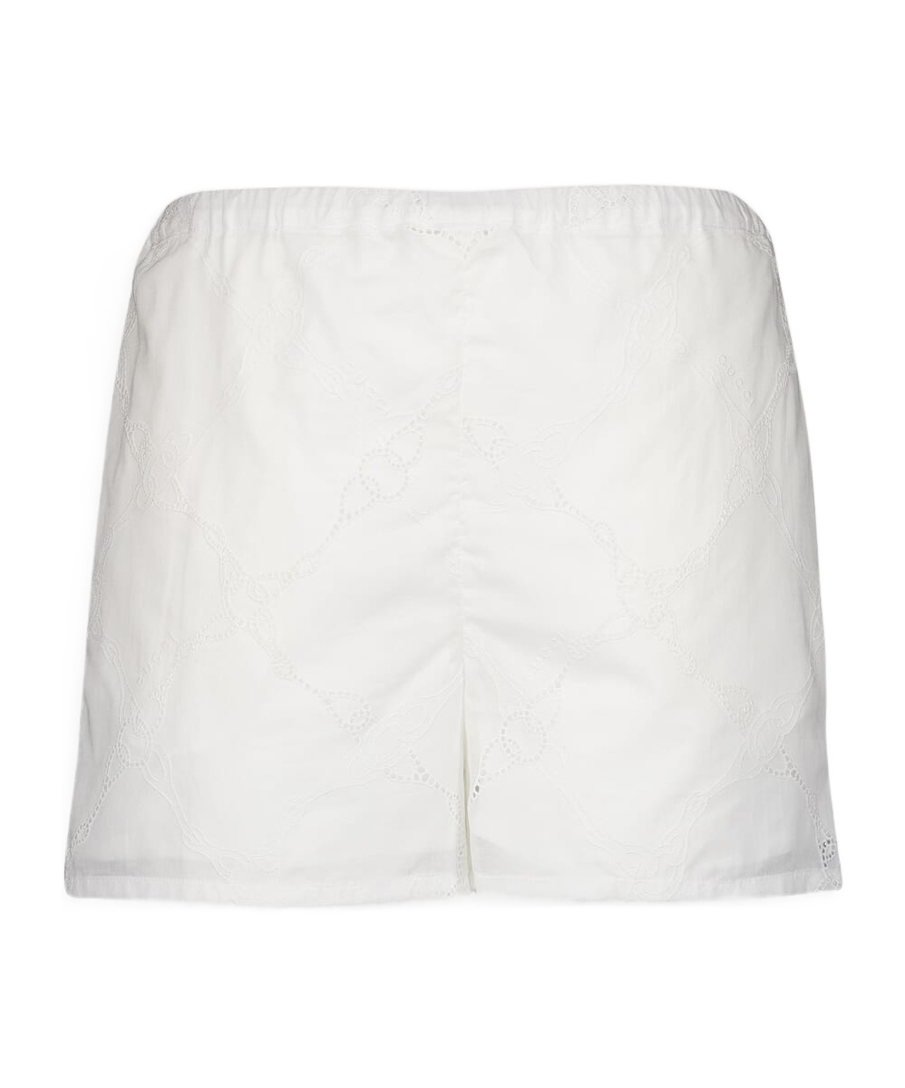 Gucci Embroidered Cotton Shorts In White