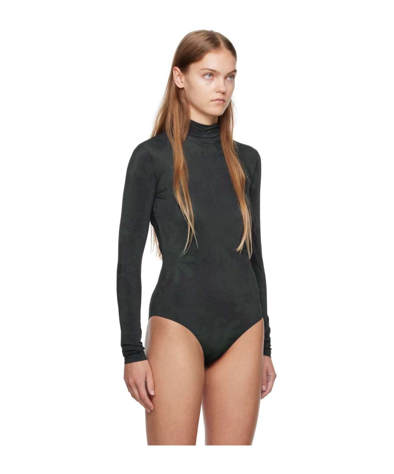 Shop Mm6 Maison Margiela High-collar Long-sleeved Jumpsuit In Green