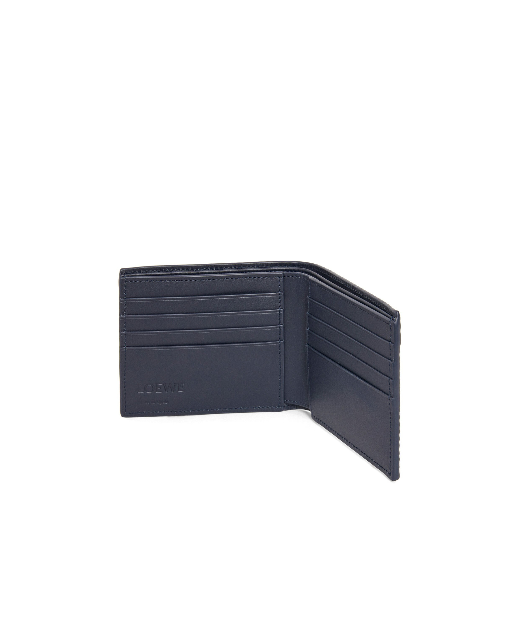 Loewe Texture Calfskin Double Fold Wallet In Black