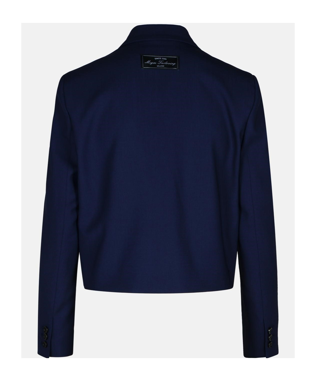 Msgm Wool Crop Blazer Buttoned Cuffs In Black