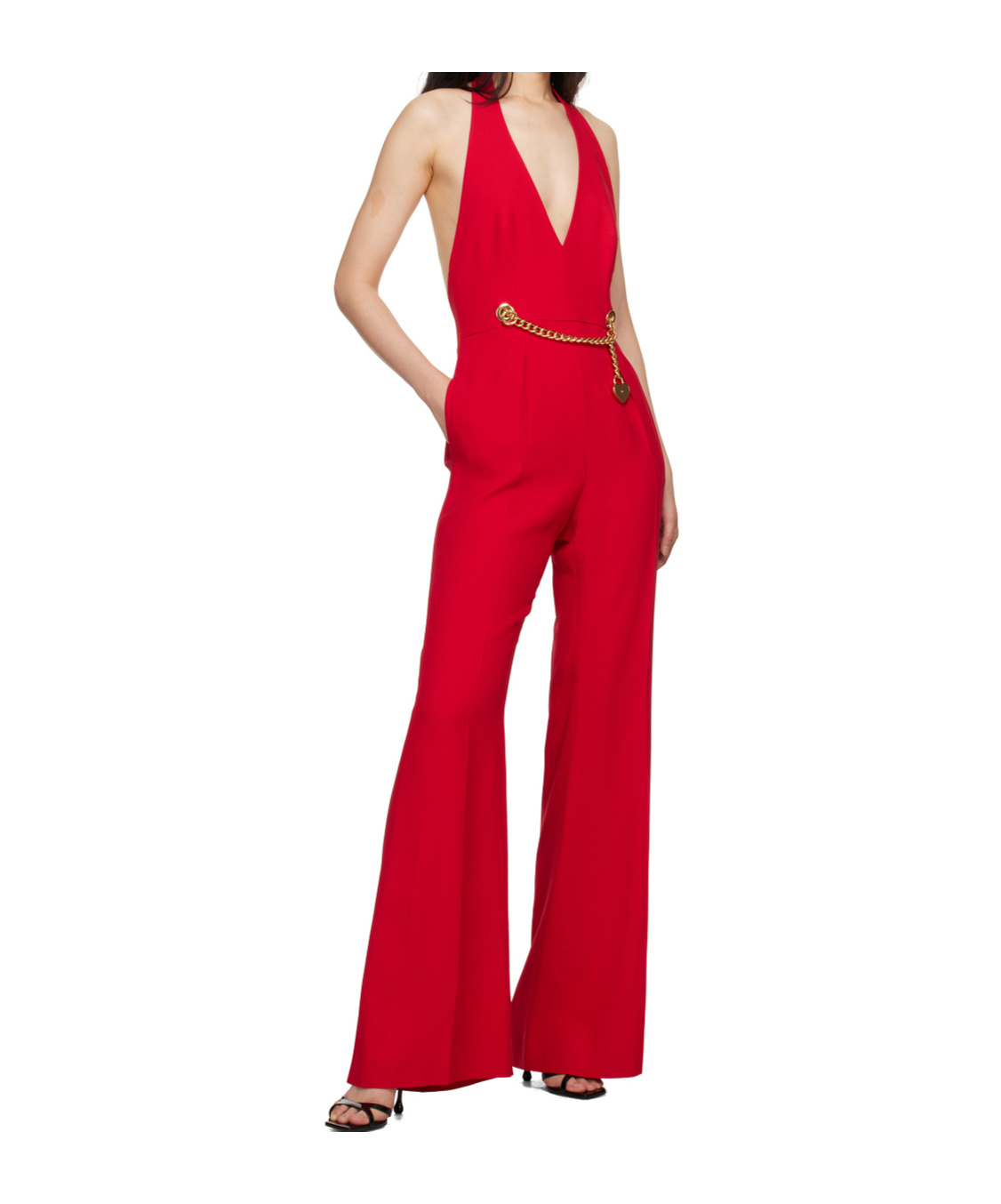 MOSCHINO V-NECK FLARED JUMPSUIT
