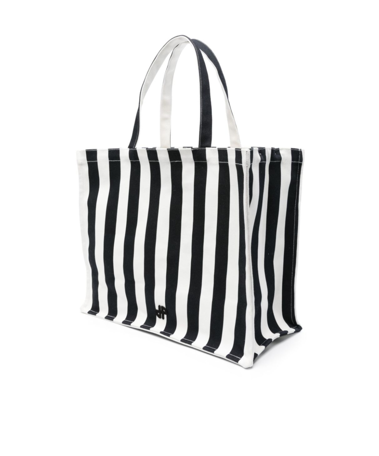 Patou Jp Large Striped Canvas Tote In White