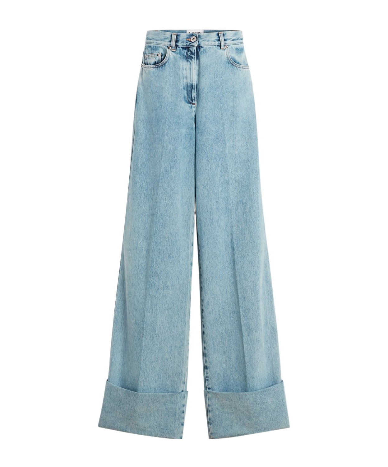 Lanvin Blue Wide-leg Cuffed Jeans In Blue
