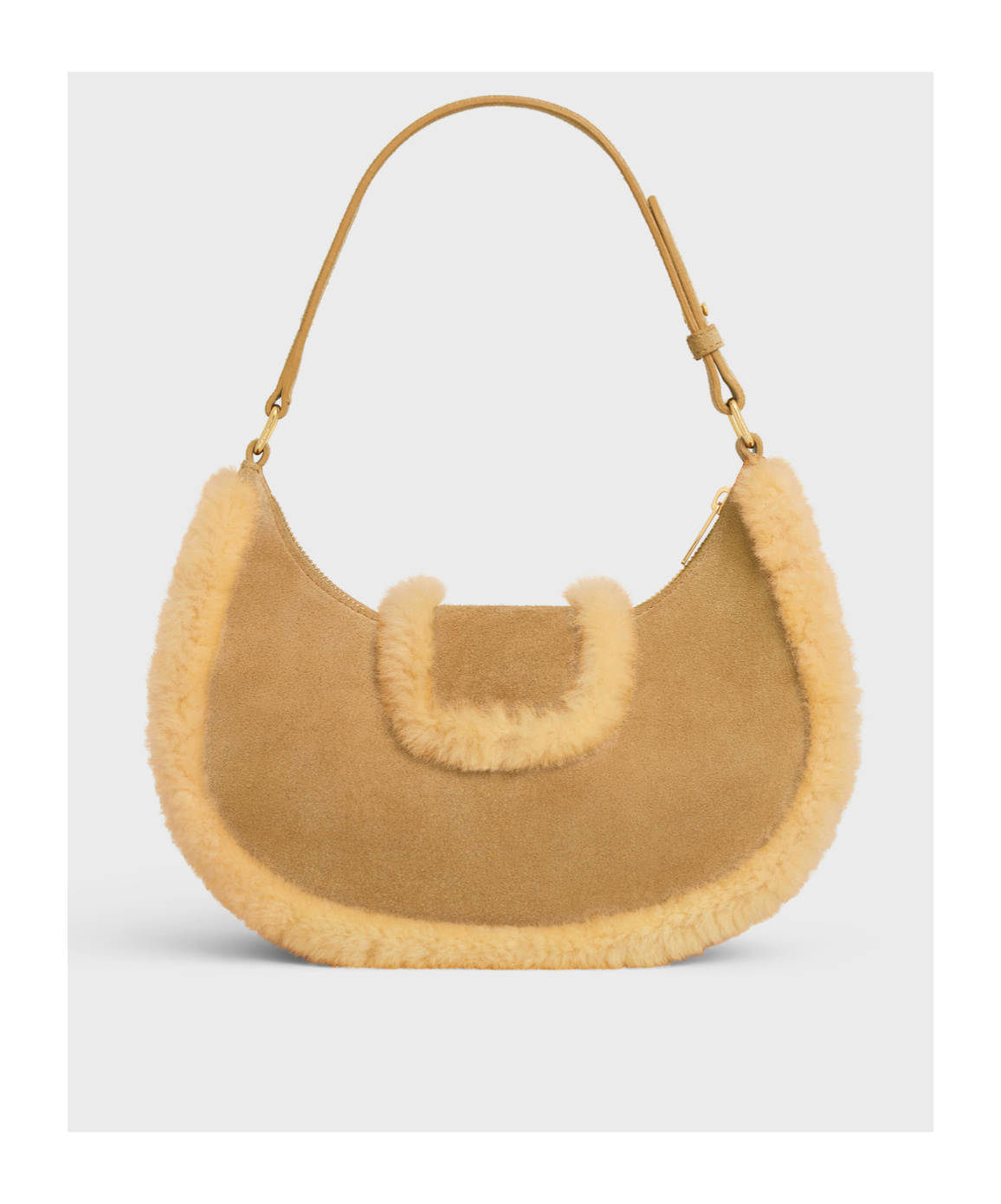Celine Medium Ava Logo Shoulder Bag In Nude