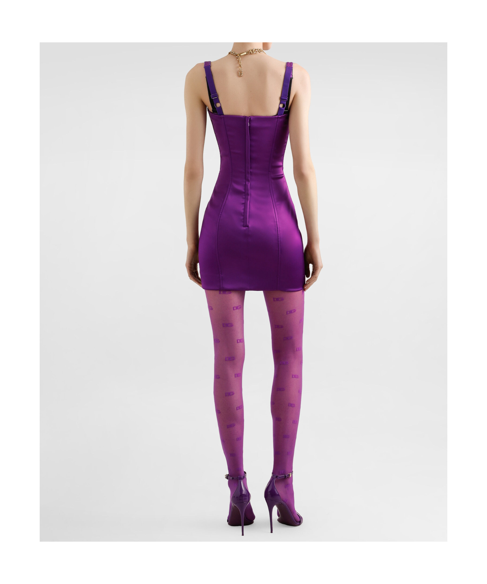 Dolce & Gabbana Satin Bustier Mini Dress In Purple