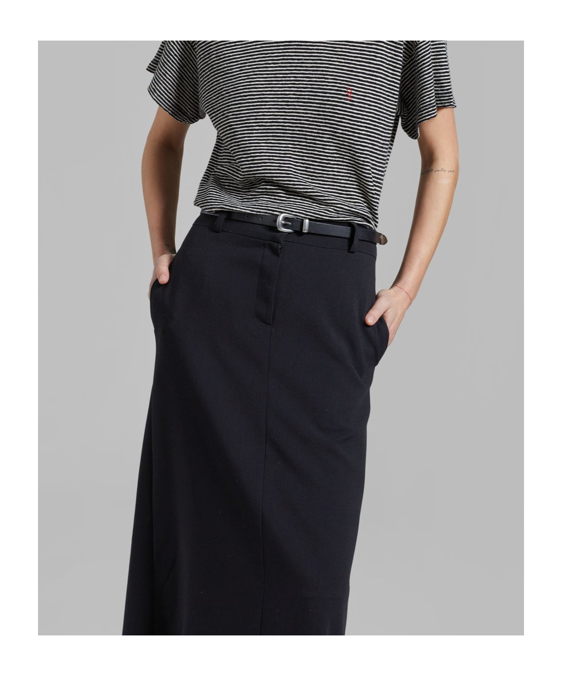 THE FRANKIE SHOP MALVO LONG PENCIL SKIRT - BLACK